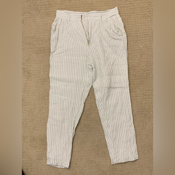 Laude The Label Icon Trouser Sailor Stripe High Rise Linen Tapered Pants - Picture 2 of 4